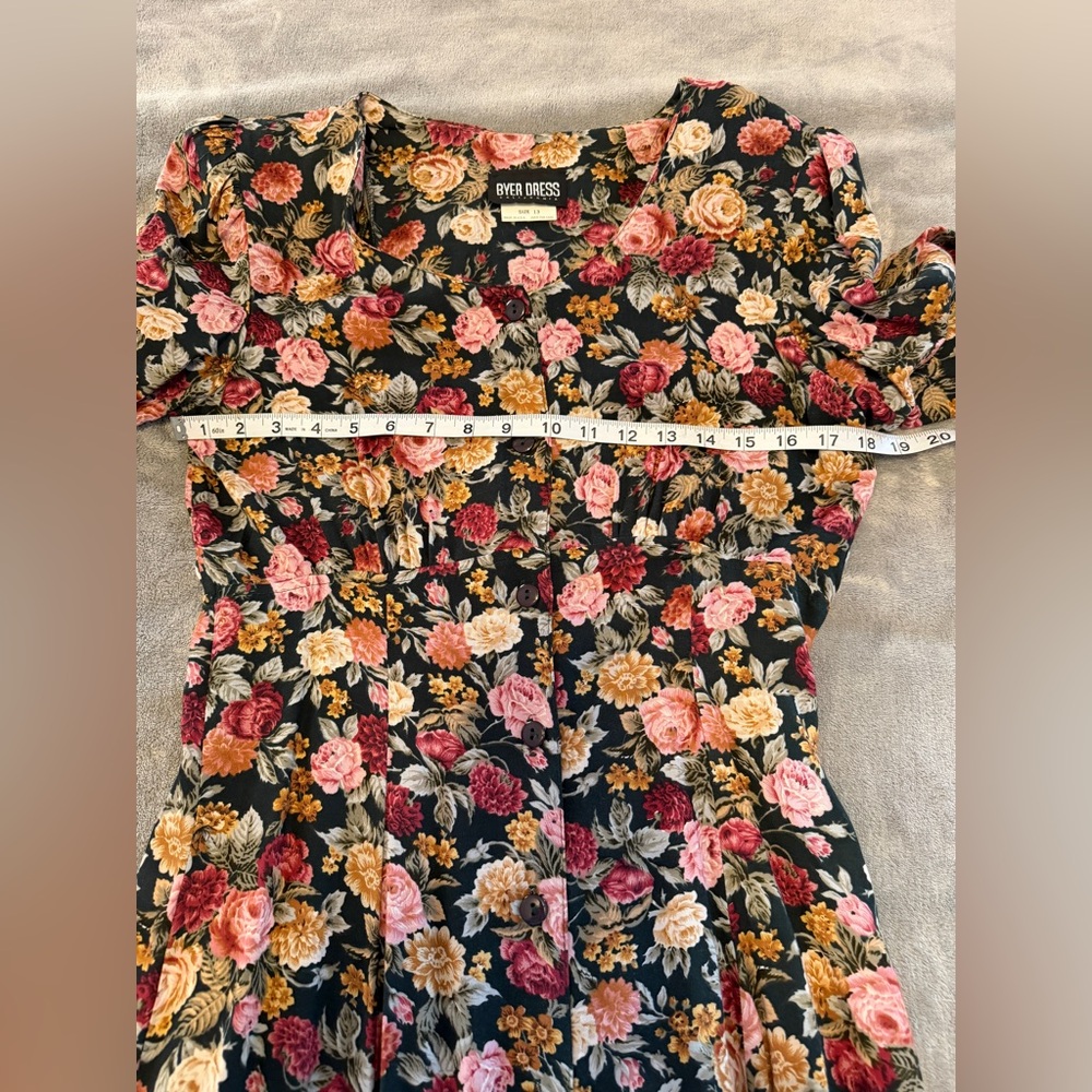 Vintage Byer Dress Floral Small Midi Dress Cottagecore - Picture 7 of 10
